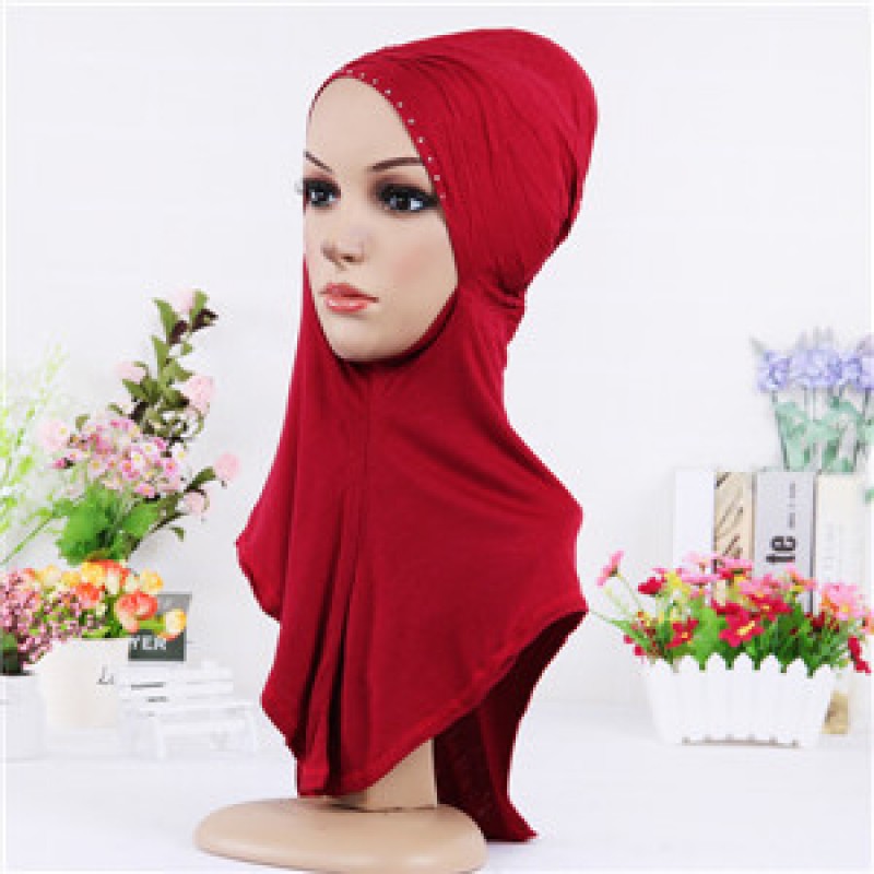 Wine Red Pinched Full Hijab Underscarf 
