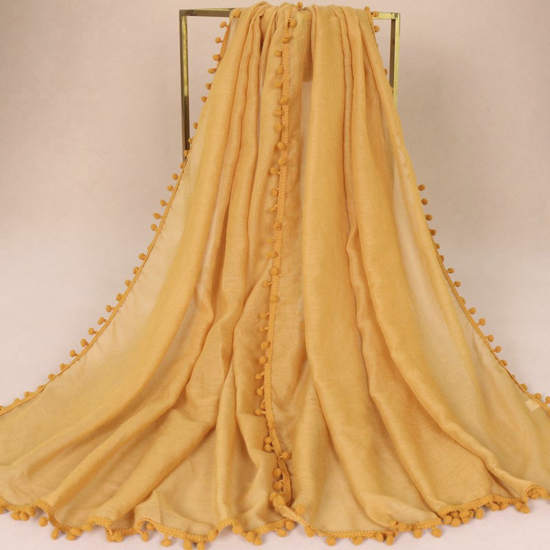 turmeric Pom pom Cotton Hijab
