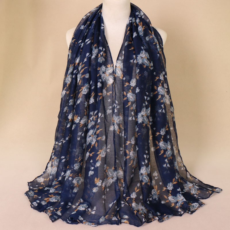 Navy Bali Autumn Garden Print Hijab