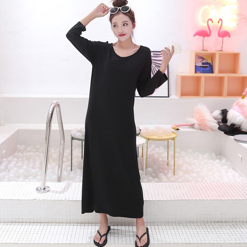 Black Modal Basic Long Abaya L