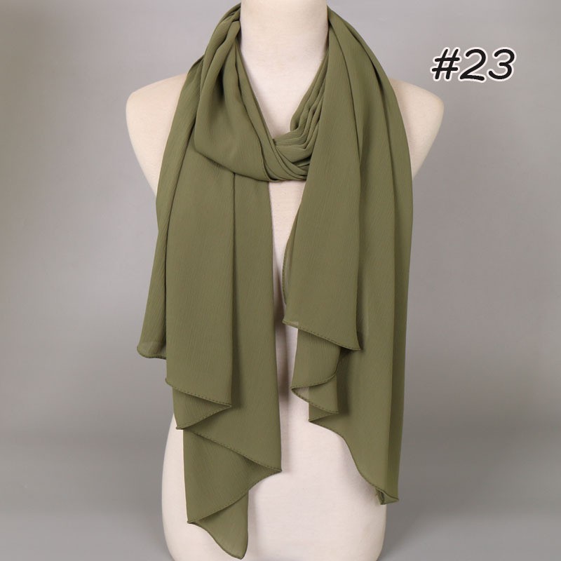 Army Green Crinkle Textured Chiffon Hijab