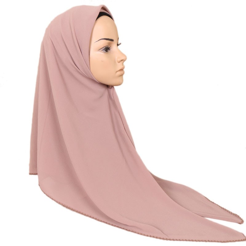 light khaki Crumpled Chiffon Square Hijab