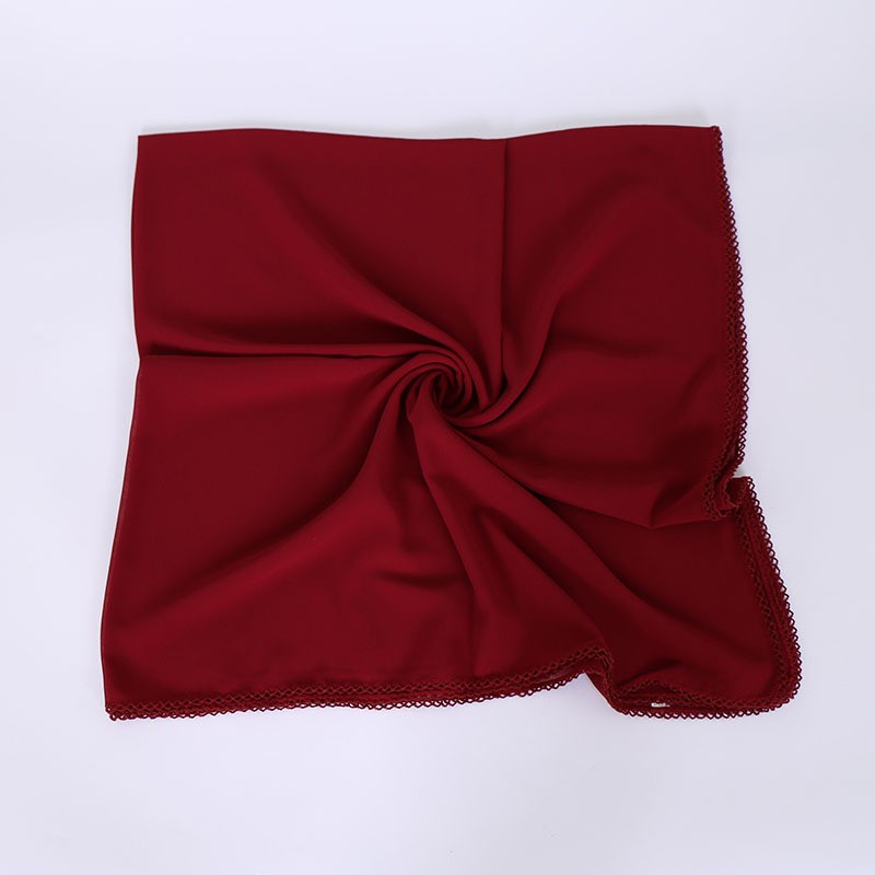 wine red Crumpled Chiffon Square Hijab Clearance