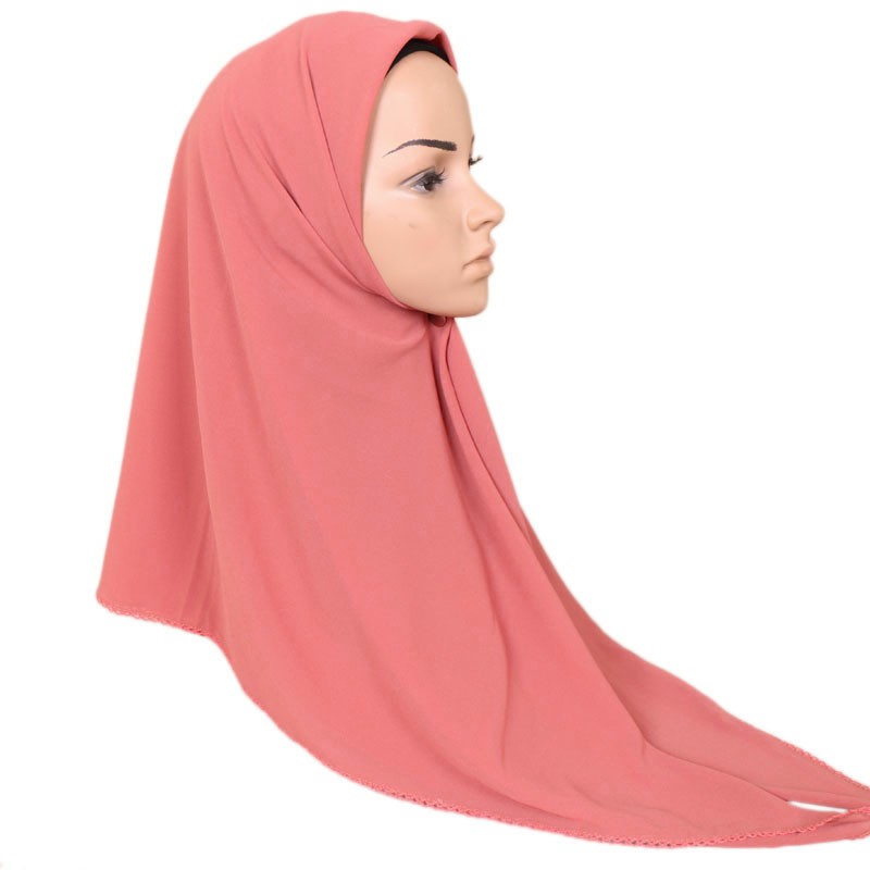 light rust red Crumpled Chiffon Square Hijab