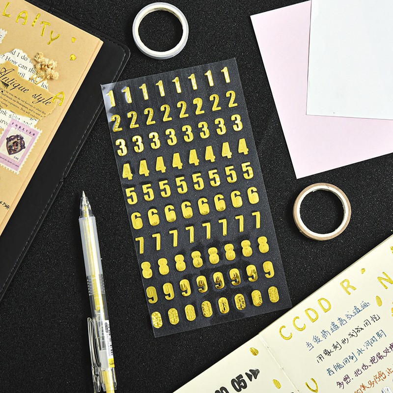 Bronzing Numbers Sticker Sheet Clearance