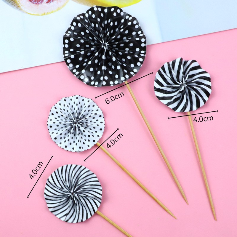 Round Folding Fan - Black Cake Topper Clearance