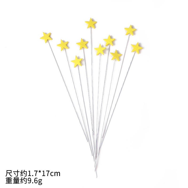 Foam Eva Large Aluminum Wire Five - Pointed Star Yellow - 10 Pieces Material Package Cake Topper Clearance