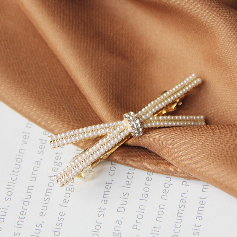 Pearl Cross Bow Spring Clip Korean Style Hair Clip Clearance