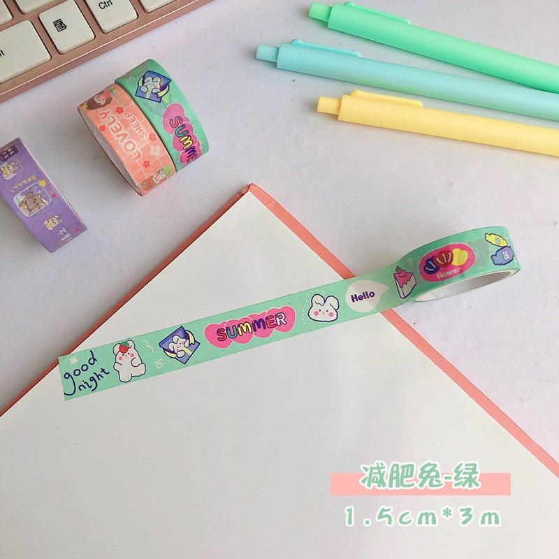 Slimming Rabbit-Green Decor Washi Tapes