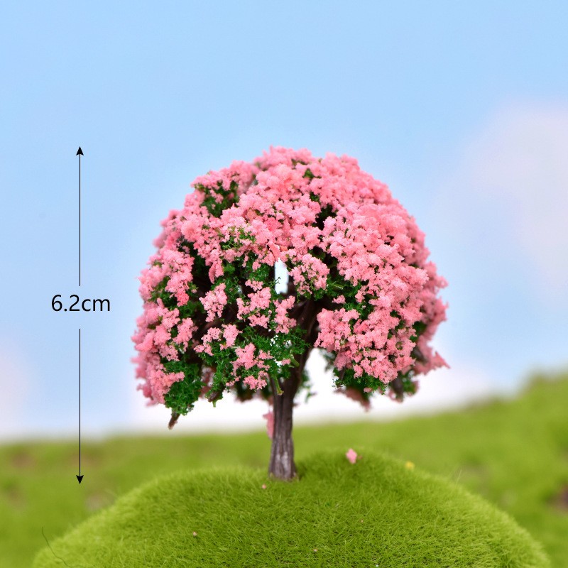 Green Base Pink Flower Micro Landscape Miniature Craft Supplies