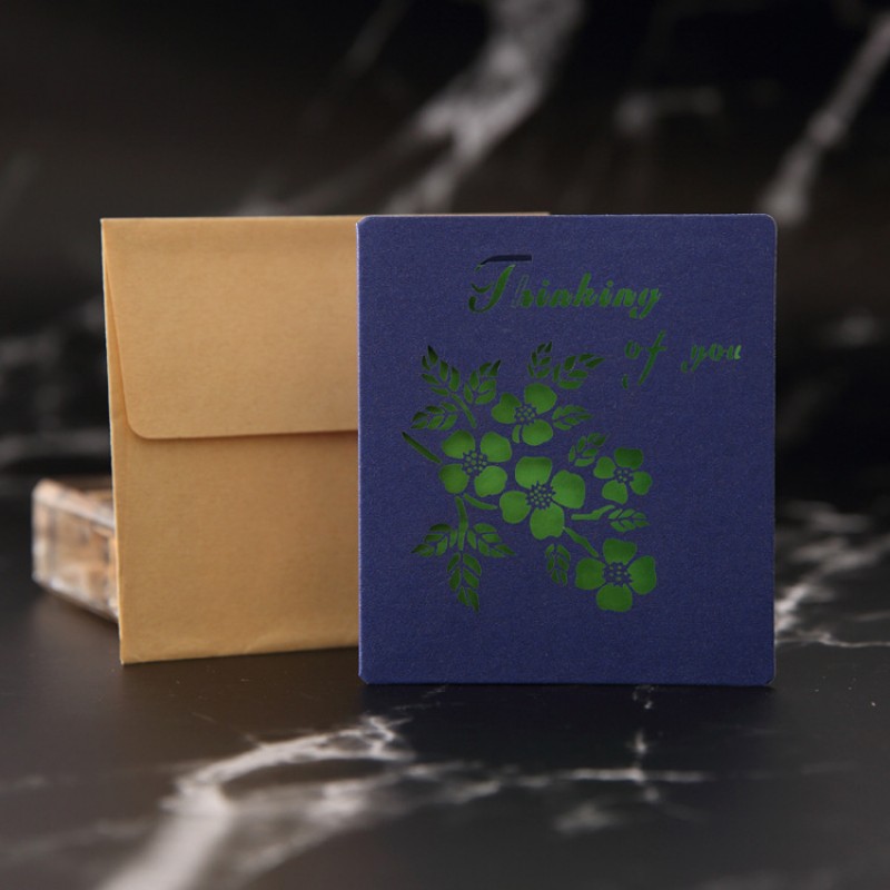 Blue Four - Leaf Flower Greeting Card Clearance