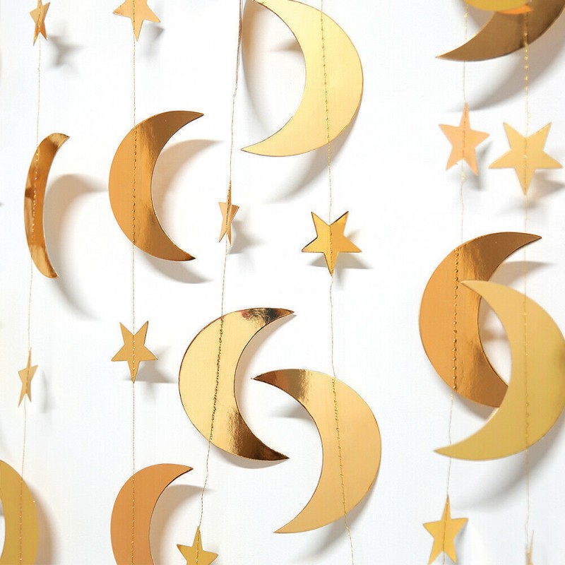 4M Golden Star And Moon Garland Pendant