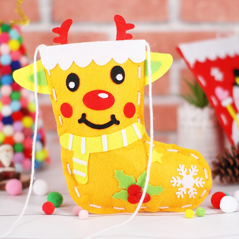 Christmas Stocking Elk Orange Diy Childrens Craft
