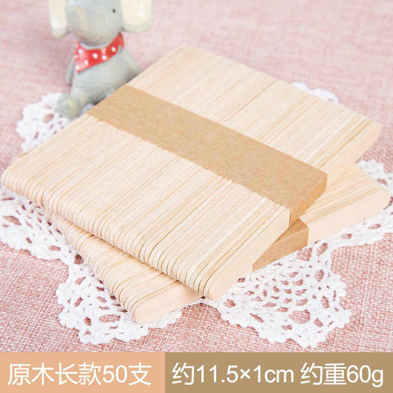 Raw Wood Color Long Ice Cream Stick Pack