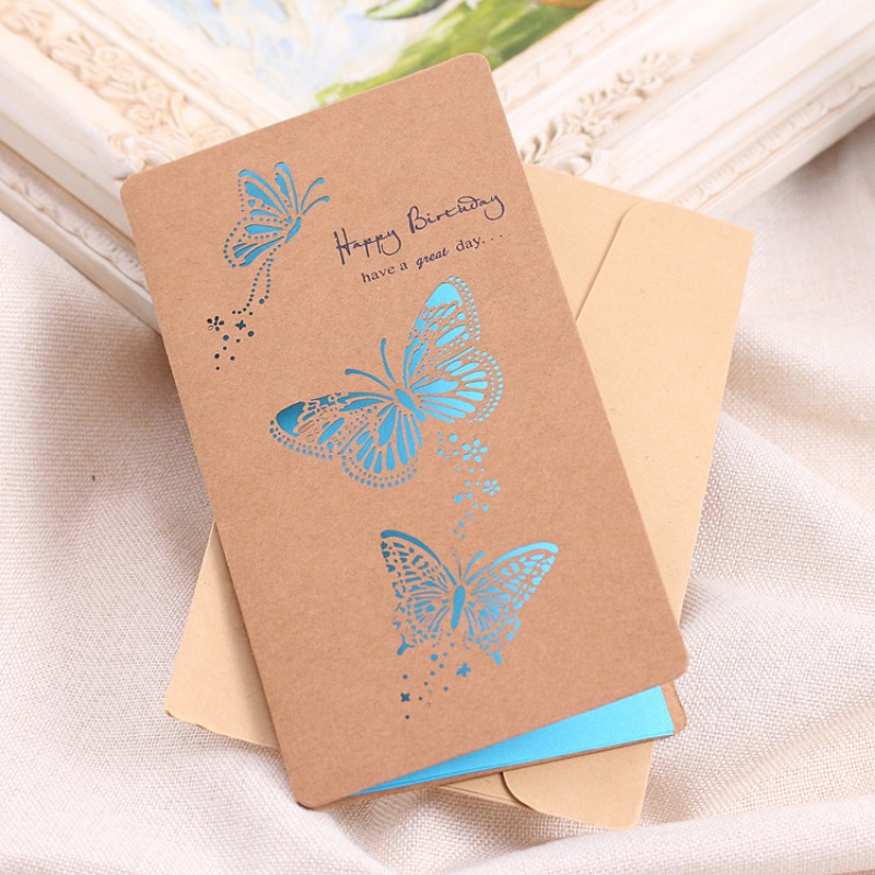 Blue Butterfly Kraft Greeting Card Clearance