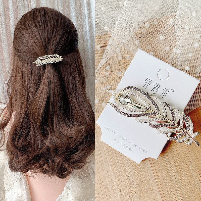 Pearl Rhinestone-Spring Clip Bird Ling Korean Style Hair Clip Clearance