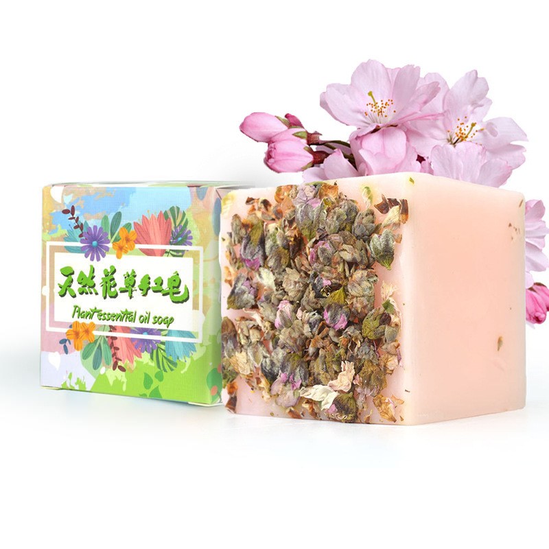 Square Peach Blossom Box Floral Essential Oil Soap Clearance