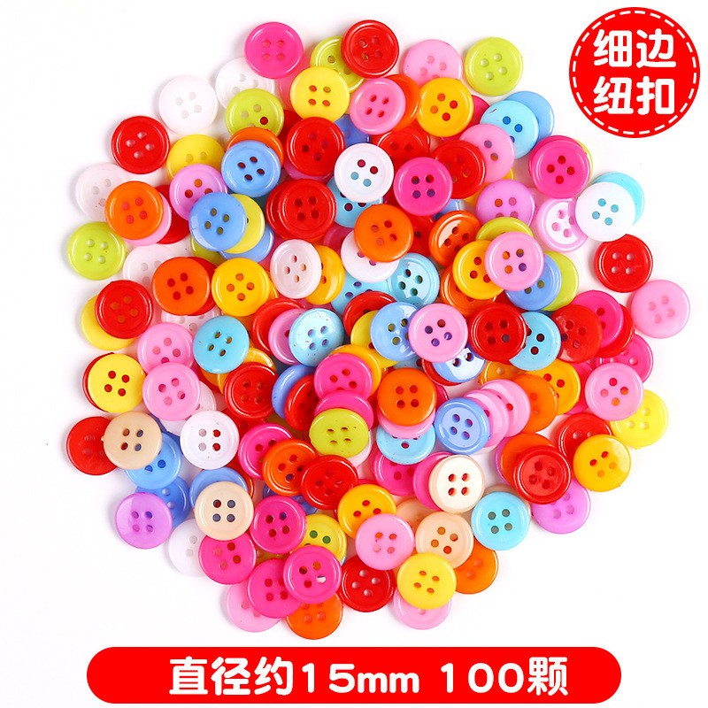 Thin Edge Buckle 15Mm 100 Pieces Kids Craft Resin Button