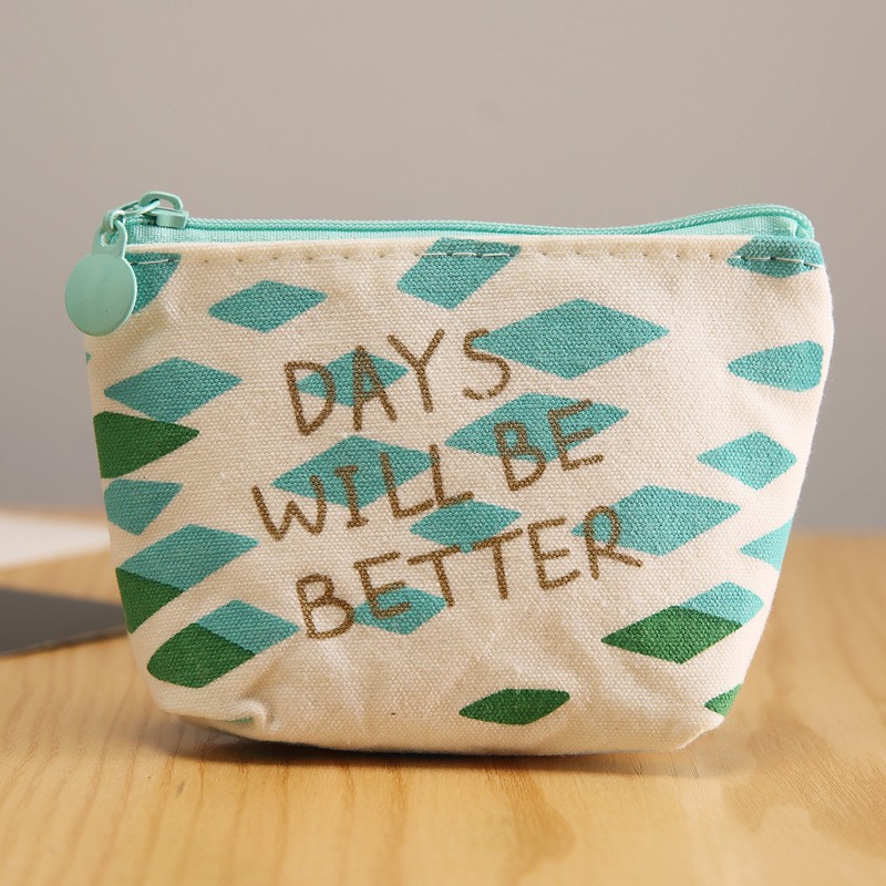 Green Square Canvas Coin Purse