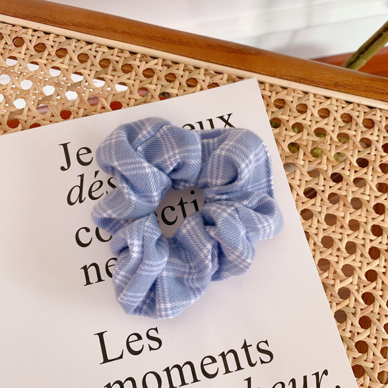 2# Blue Plaid Hair Ring Hair Accessories