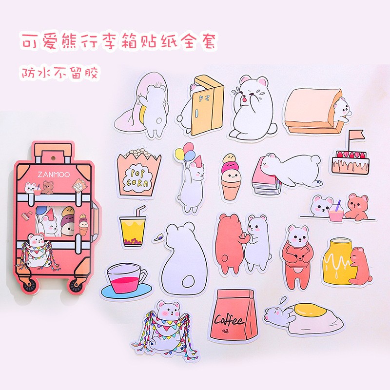 Lugage Sticker - Cute Bear Sticker Sheet