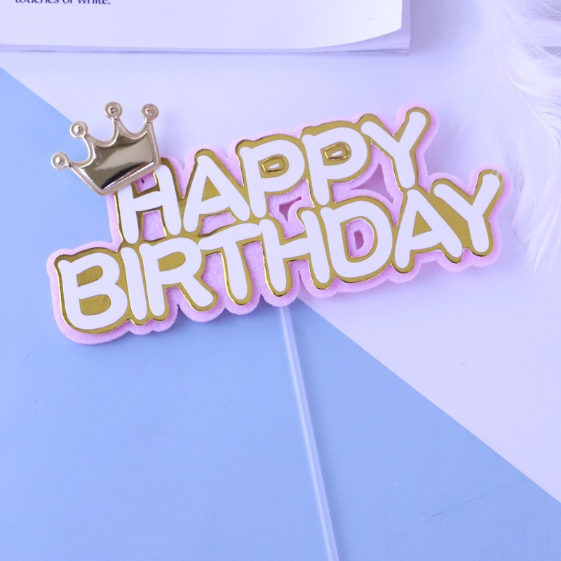 Pink Happ - 1 Piece Cake Topper Decoration