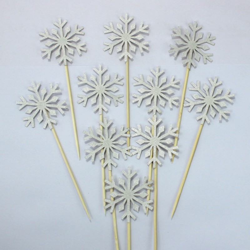 Glitter Silver 10 Pieces Cake Topper
