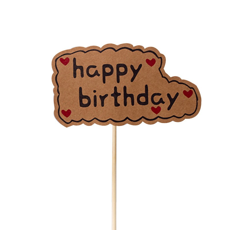 English Happy Birthday - Cloud Shape - 10 Pieces Cake Topper Decoration Clearance