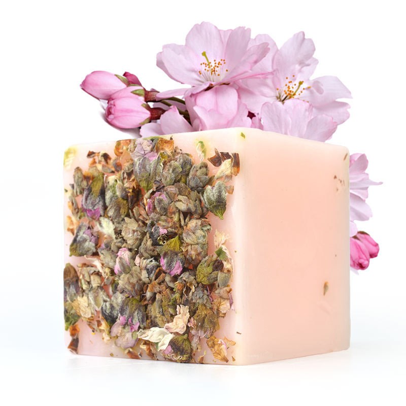 Square Peach Blossom Shrink Wrapped Floral Essential Oil Soap Clearance