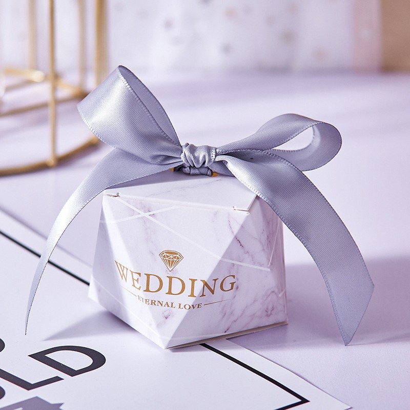 Marble - Grey Ribbon Small Wedding Favors Box Clearance