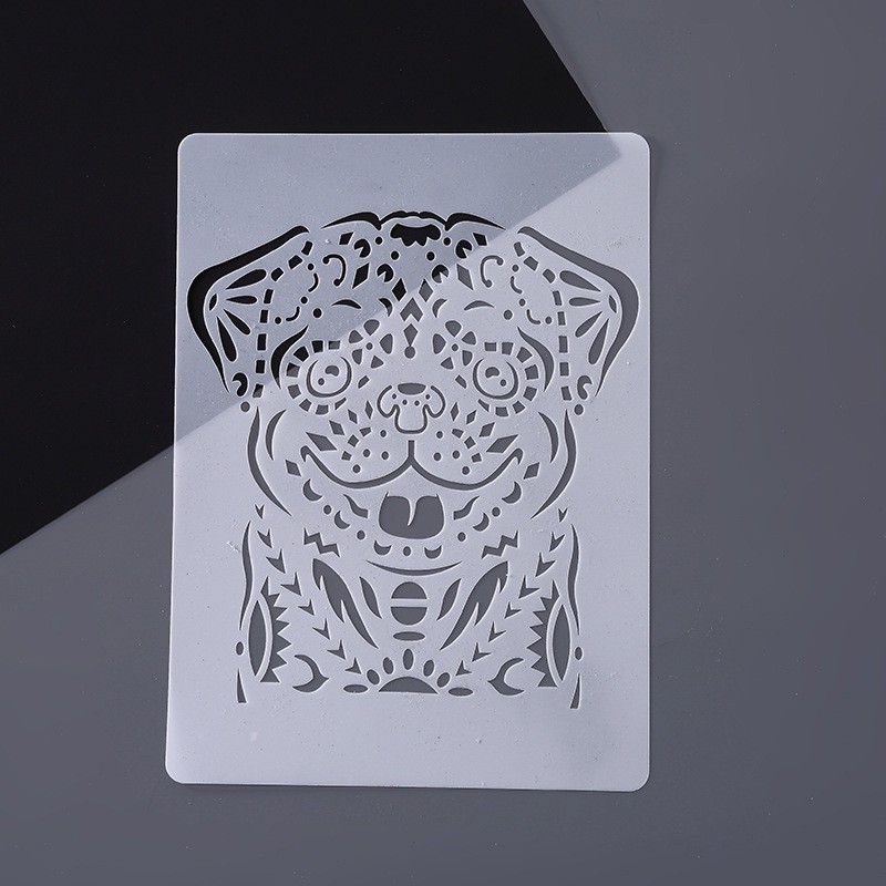 9 Pugs Stencil Template