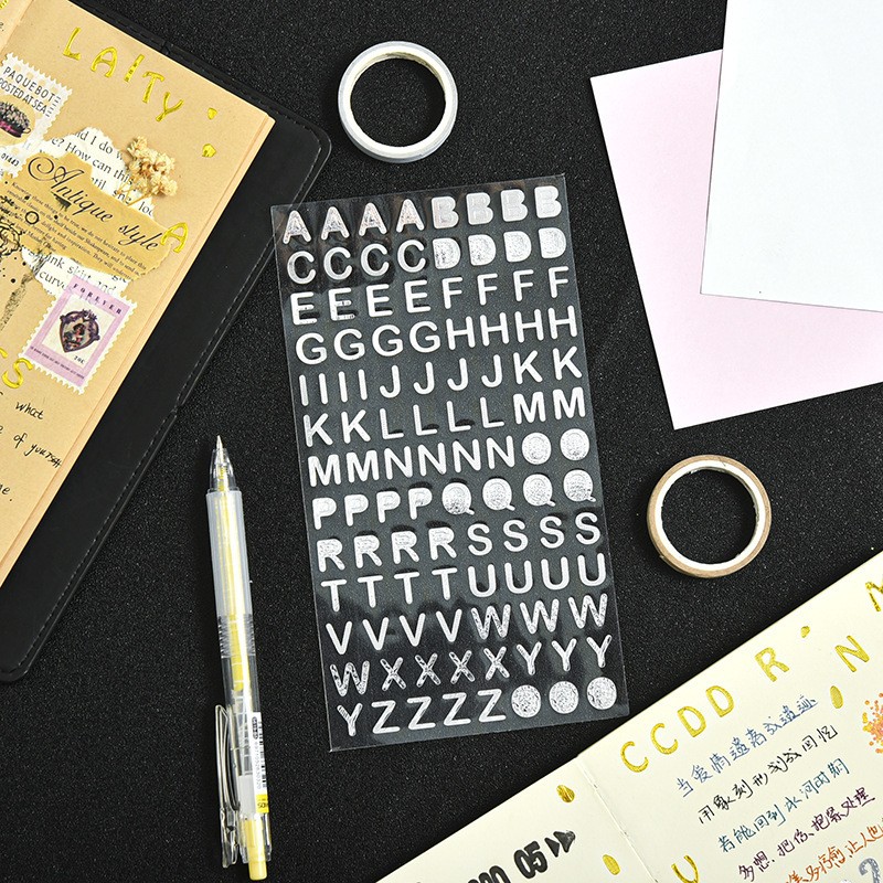 Hot Silver Regular Letters Sticker Sheet