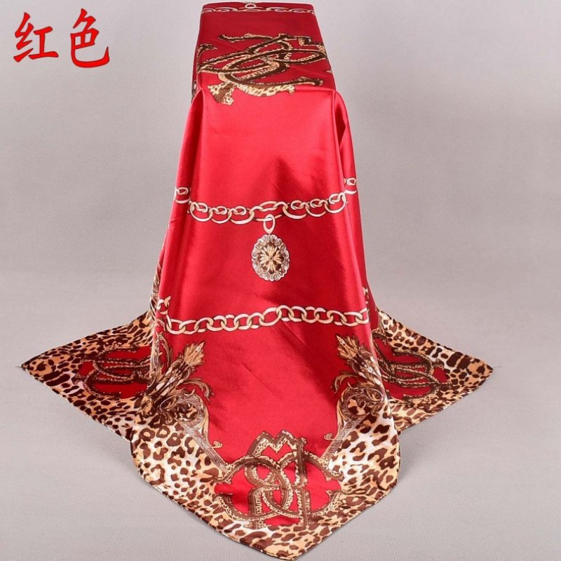 Red American Leopard Chiffon Square Print Hijab Clearance
