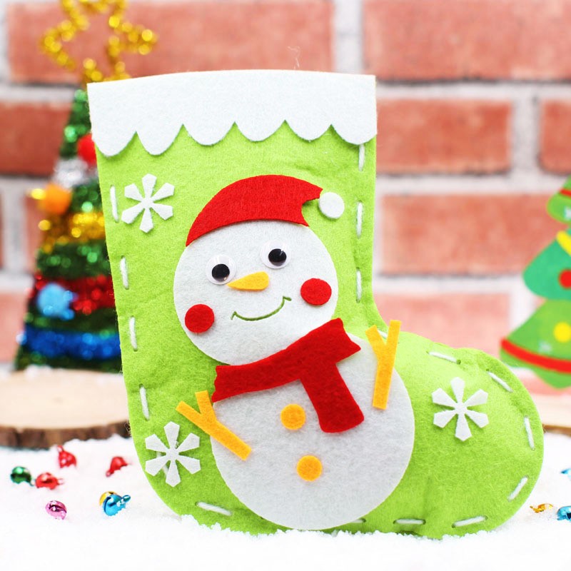 Christmas Socks Snowman Green Diy Childrens Craft