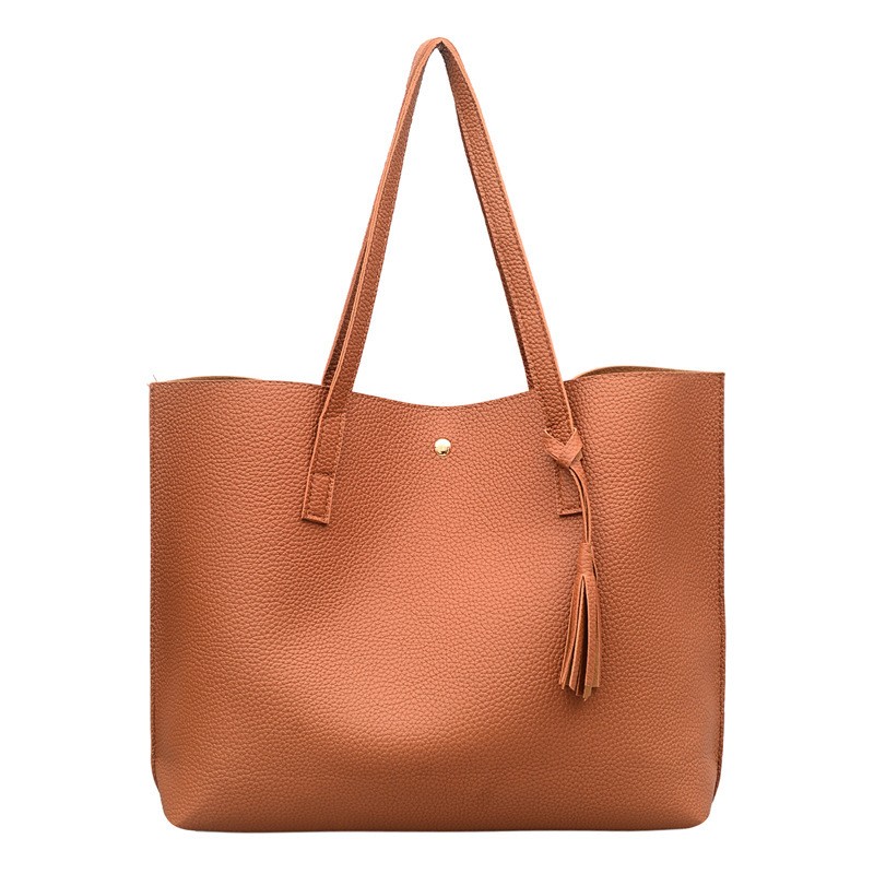 Brown Korean Style Faux Tote Clearance