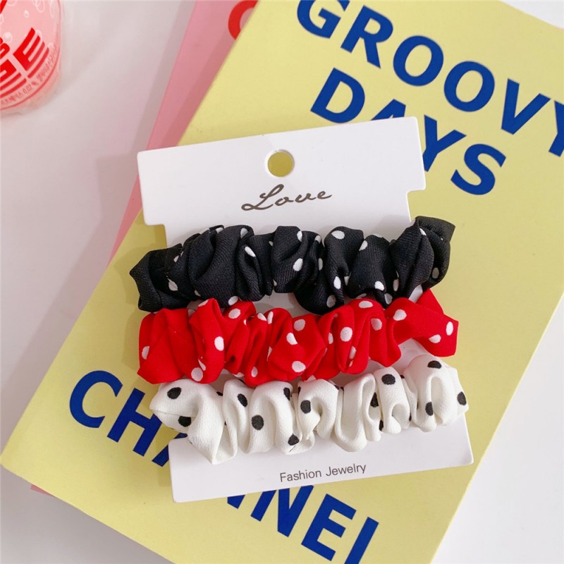 4# Red Polka Dot Set Of 3 Hair Accessories