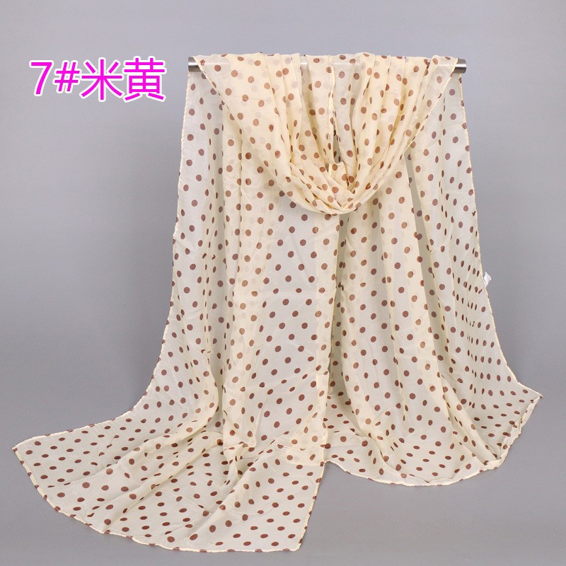 Beige 160-50Cm Polka Chiffon Print Hijab