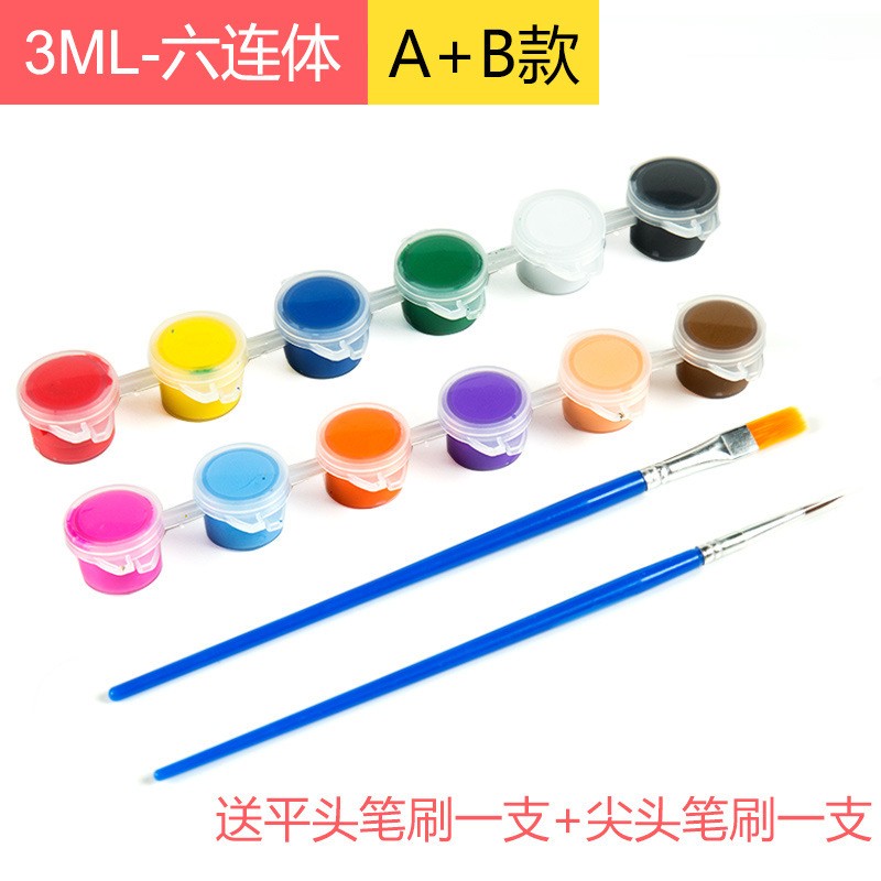 3Ml Six - Piece A - Bsend Flatpointed Kids Craft Paint Supplies
