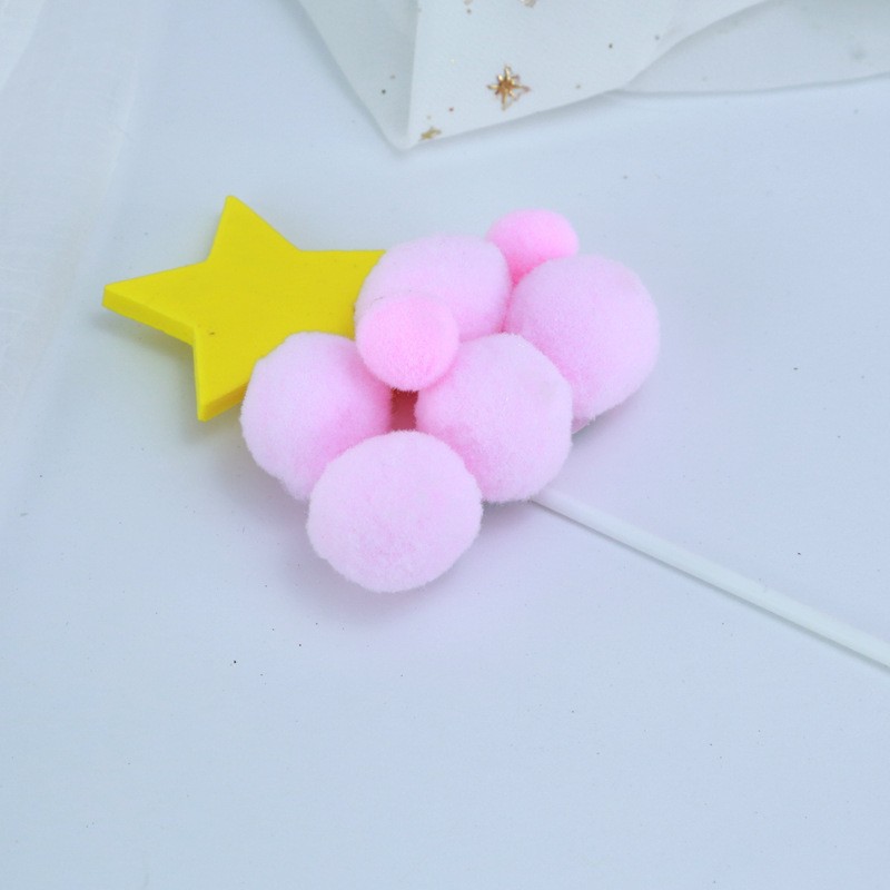 Pink Big Hair Ball - Star Cake Topper
