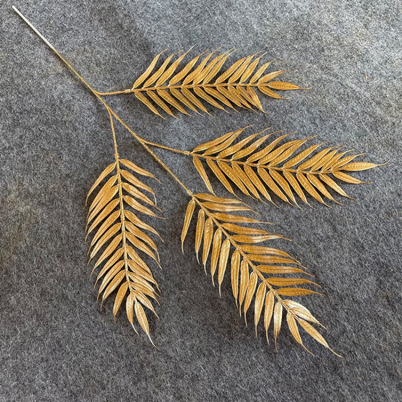 4 Prongs Of Gold Tail Leaves Golden Artificial Plant