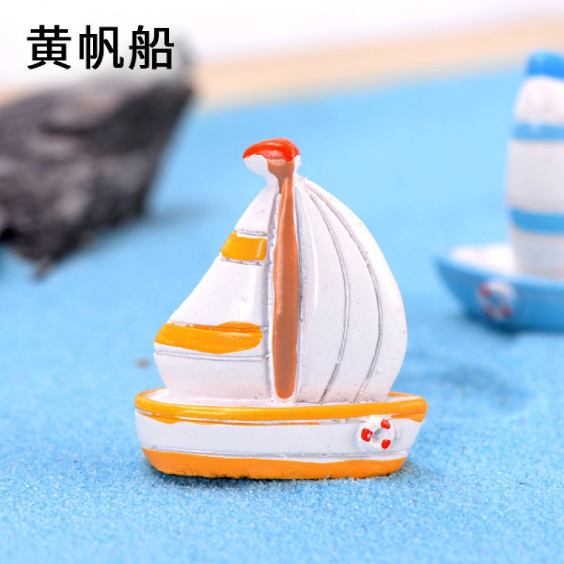 Yellow Sailboat Microlandscape Miniature Crafts Clearance