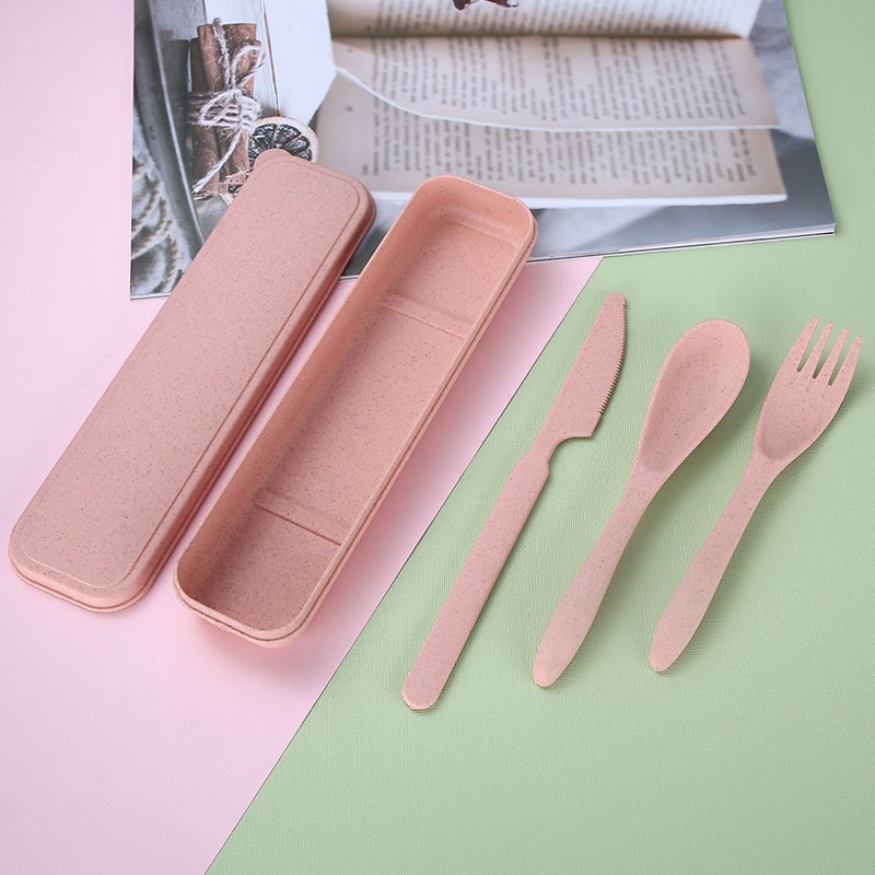 Nordic Powder Wheat Straw Eco Knife, Fork And Spoon