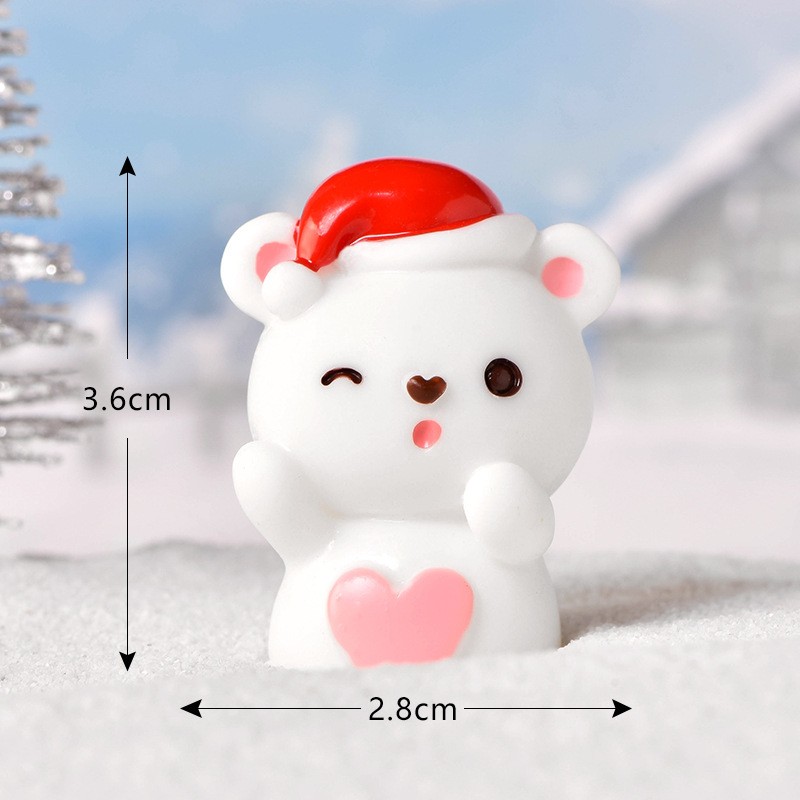 Heart White Bear 4 Merry Christmas Micro Landscape Miniature Craft Supplies Clearance