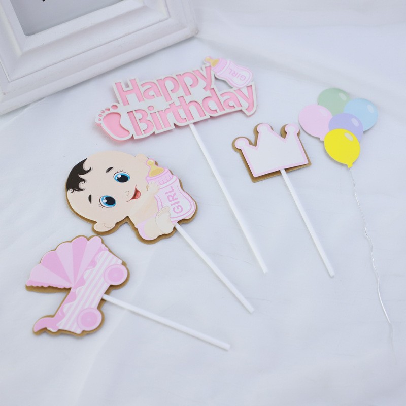 Paper Girl Doll Set - 5 Pieces Cake Topper