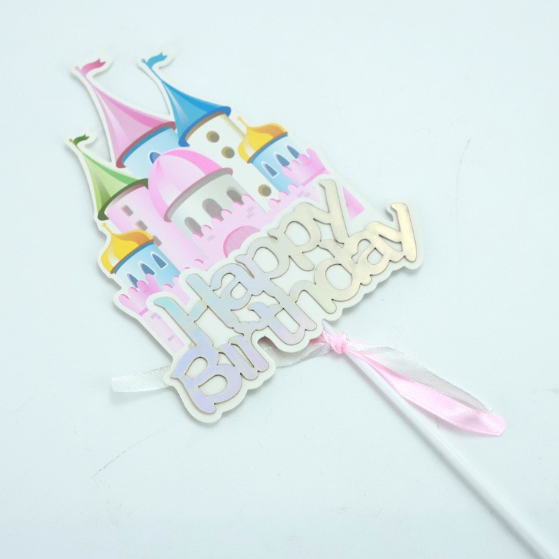 Castle Flash Silver Happy - 1 Piece Cake Topper