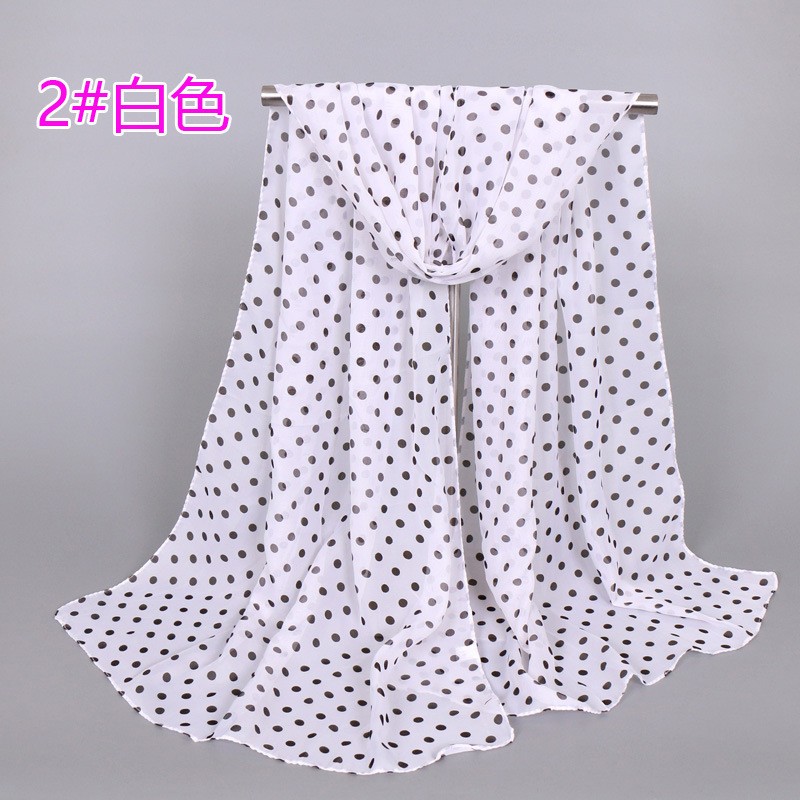 White 160-50Cm Polka Chiffon Print Hijab
