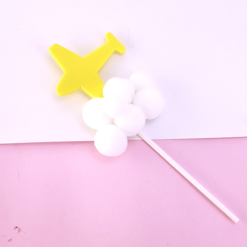Small Hair Ball Yellow Plane - 1 Pack Cake Topper Clearance