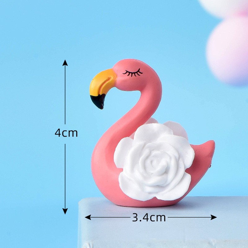 White Roseromantic Flamingo Micro Landscape Miniature Craft Supplies Clearance