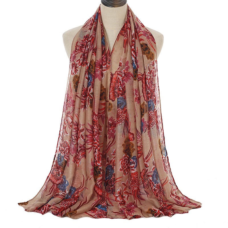 Camel 180-90 Meadow Viscose Print Hijab Clearance