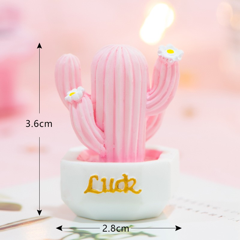 8 - Luck Pink Girly Heart Cactus Micro Landscape Miniature Craft Supplies